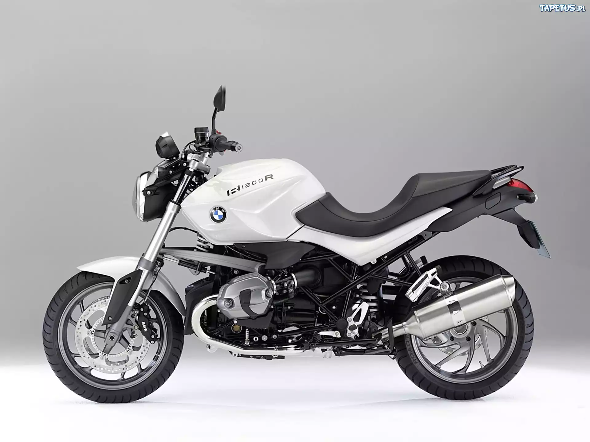 Białe, BMW R1200R, Czarna, Rama