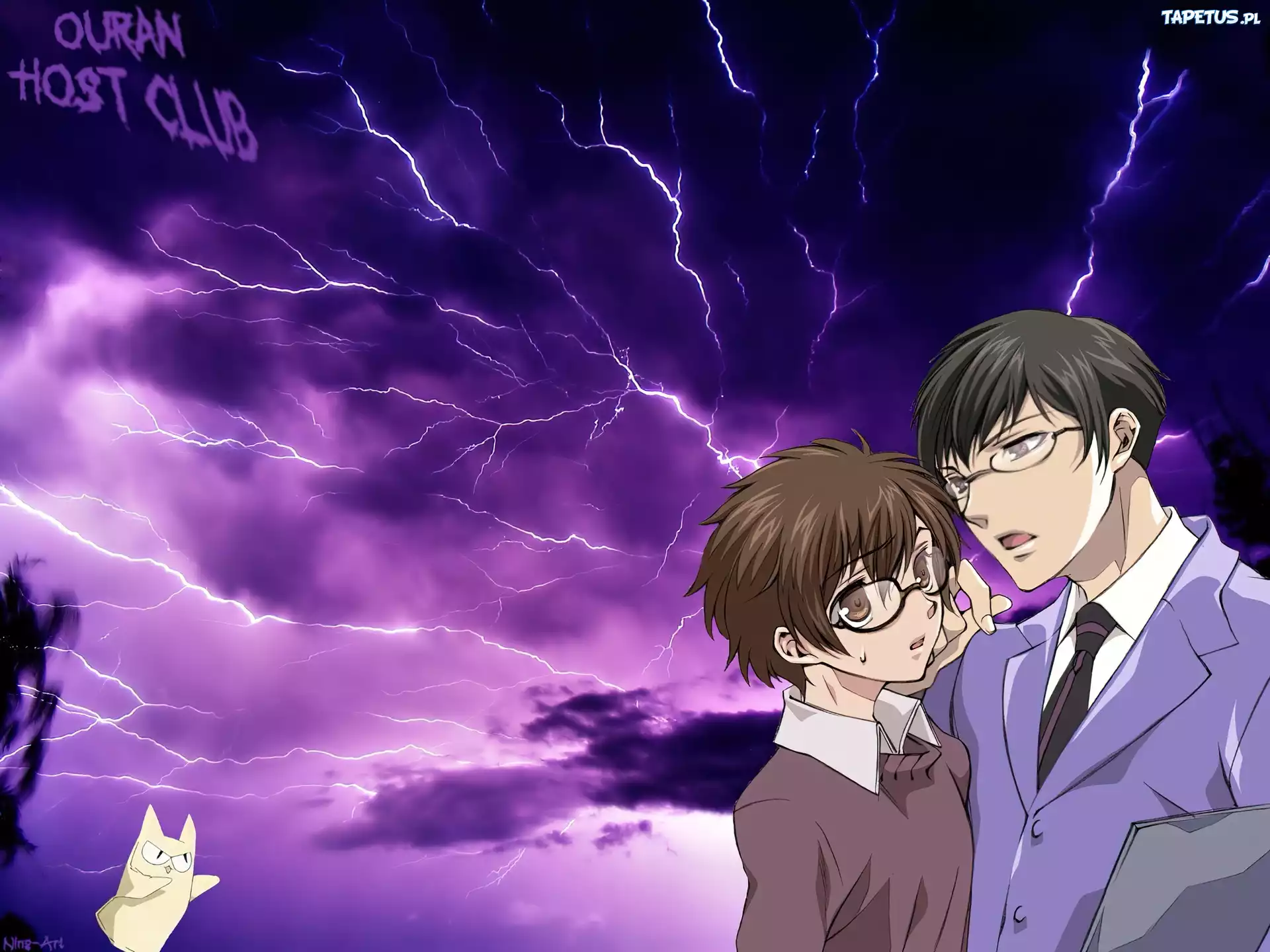 Ouran High School Host Club, ludzie, okulary, piorun, grom