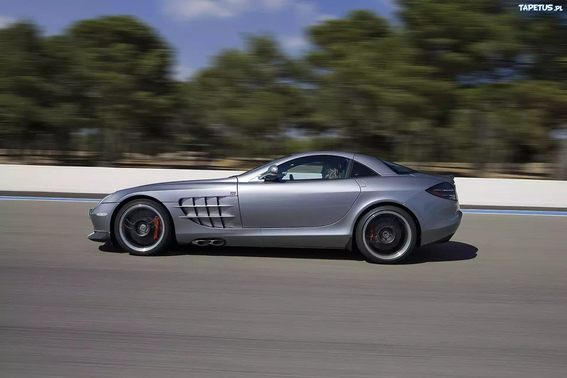 Srebrny, Mercedes SLR, Boczny, Układ, Wydechowy