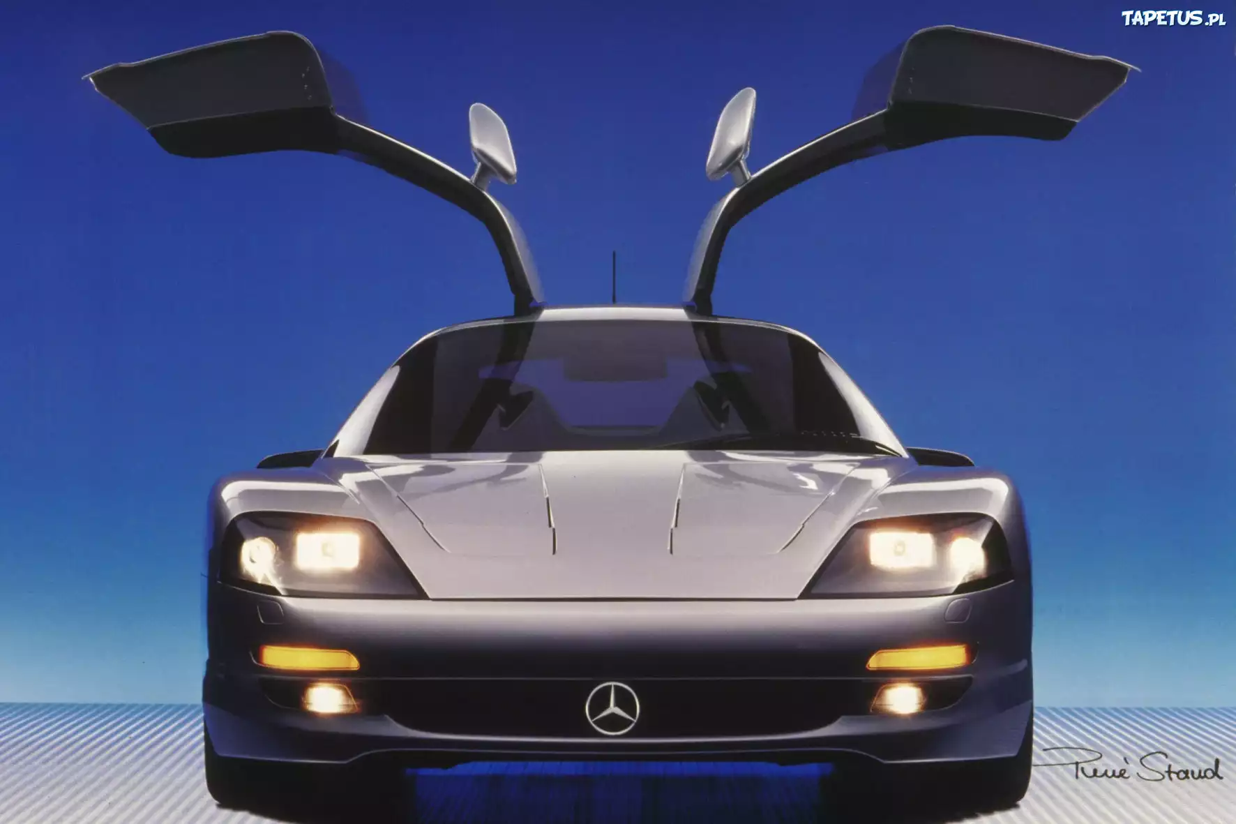 Przód, Mercedes C112, Reflektory, Emblemat