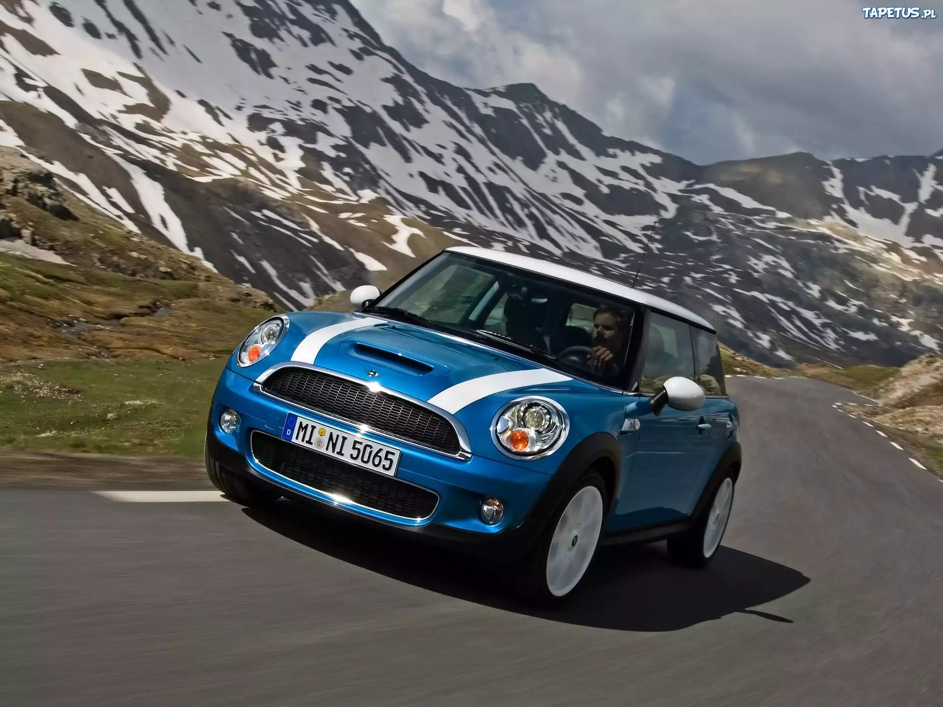 Mini Cooper, Białe, Pasy, Reflektory