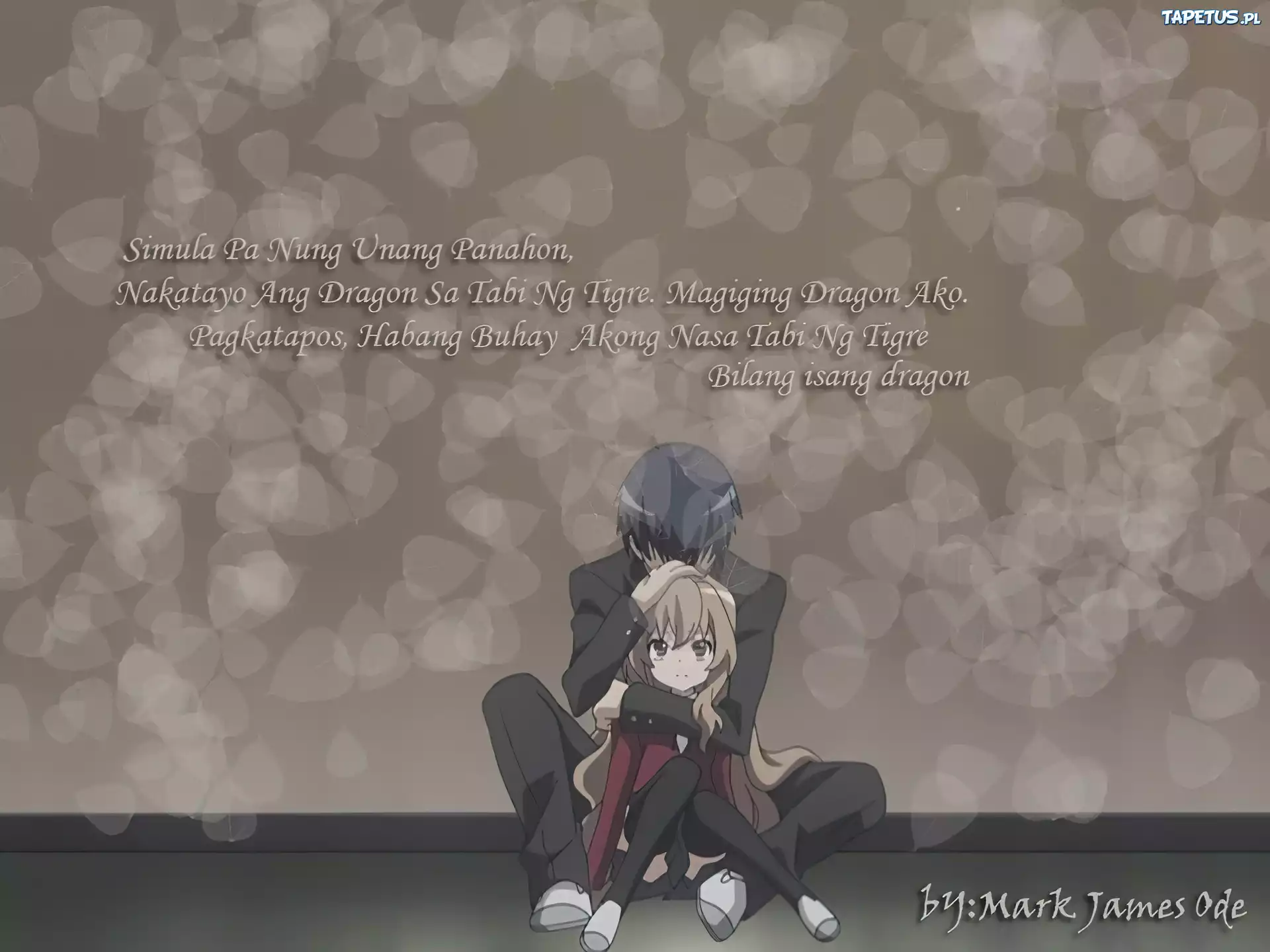 Toradora, siedzą, przytuleni
