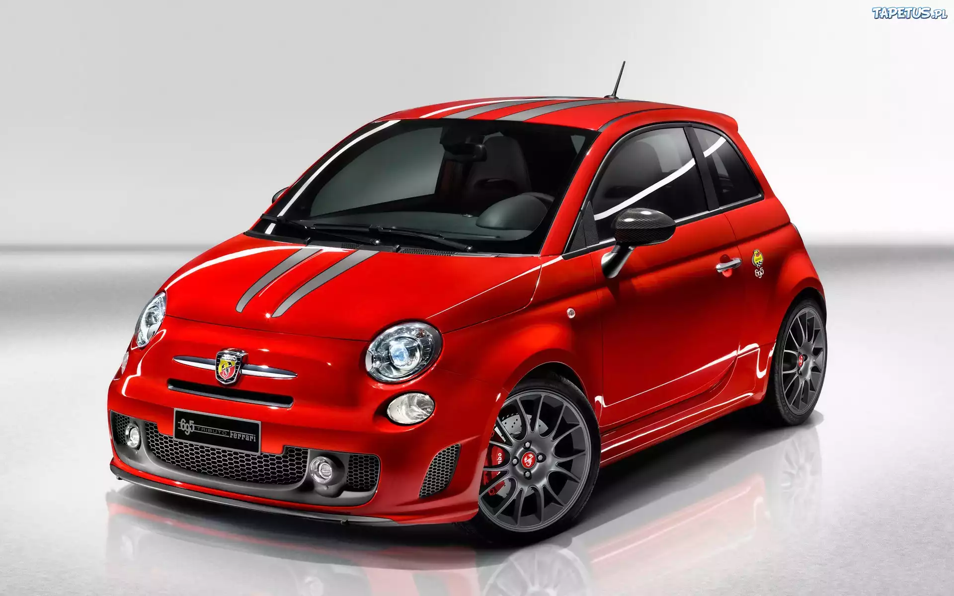 Czerwony, Abarth 500, Pasy, Felgi
