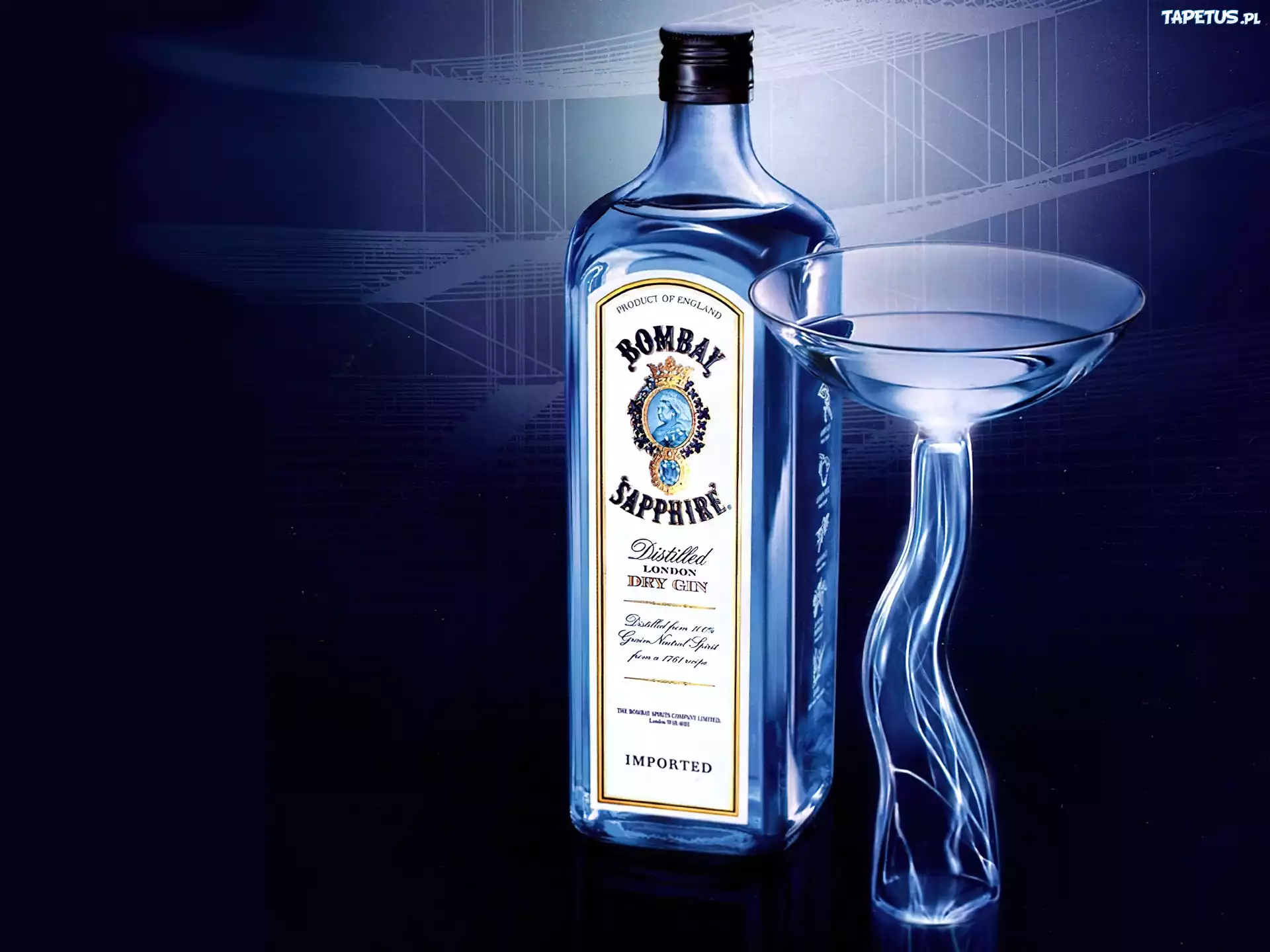 Gin, Bombay, Sapphire, Kieliszek