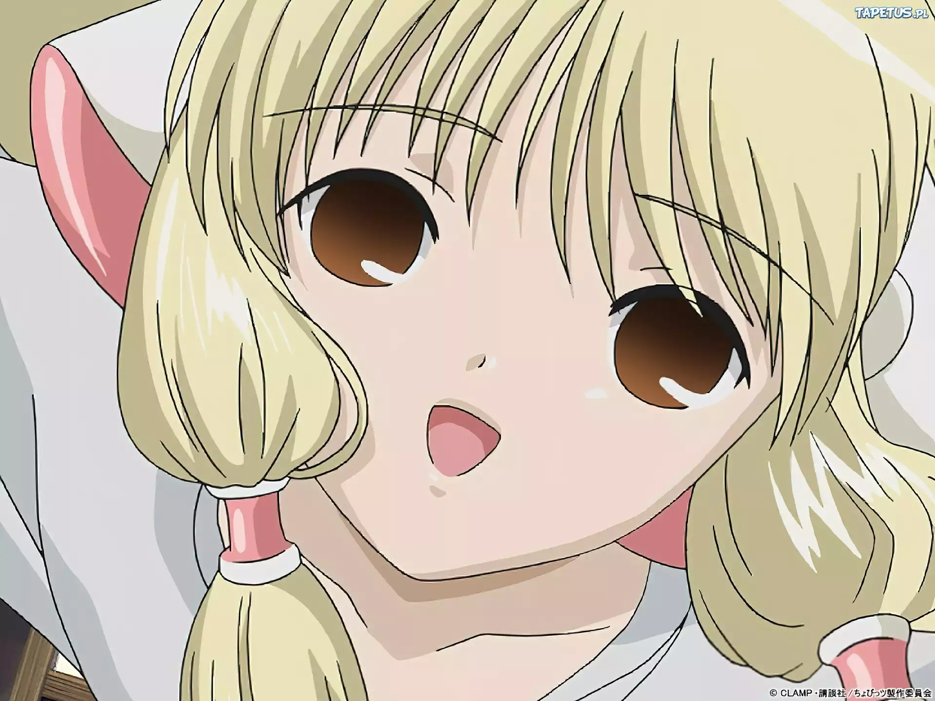 Chobits, oczy, uśmiech, dziewczyna, twarz