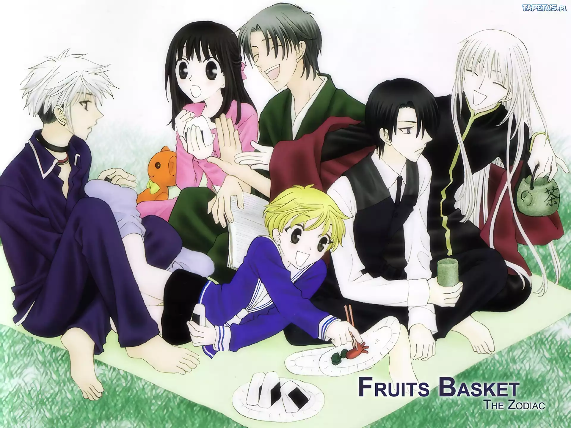 Fruits Basket, ludzie, koc, piknik