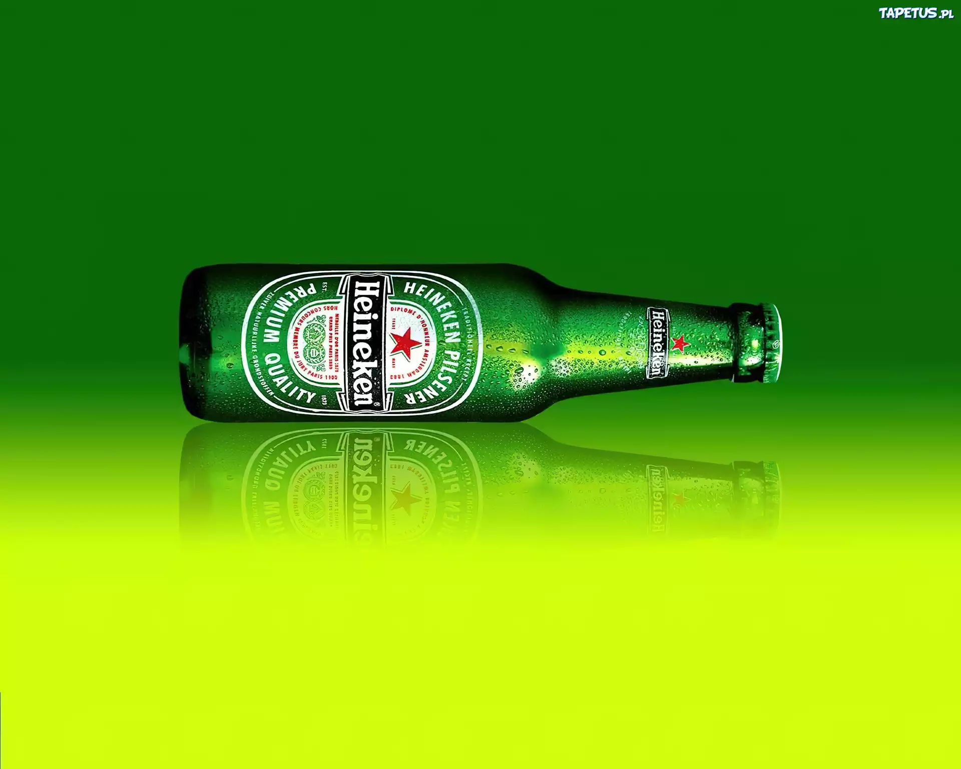 Butelka, Heineken, Zielono, Żółte, Tło