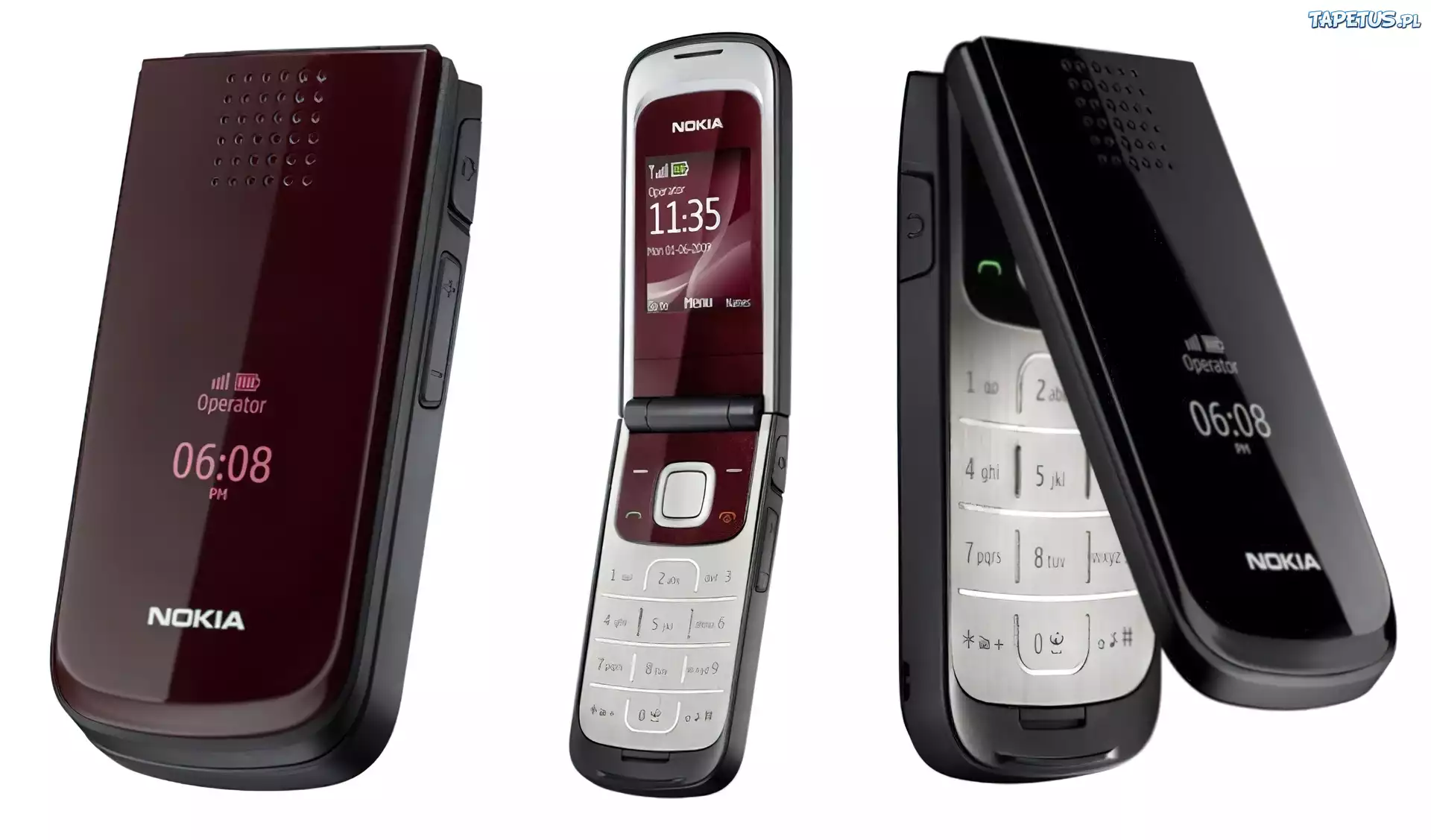 Nokia 7020, Brązowa, Czarna, Otwarta