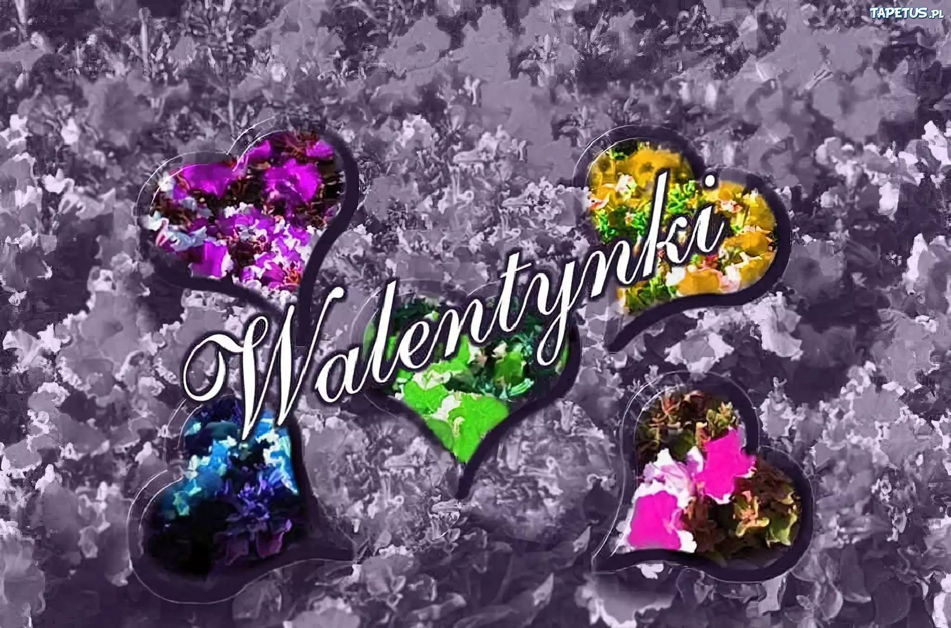 Kolorowe, Serduszka, Napis, Walentynki