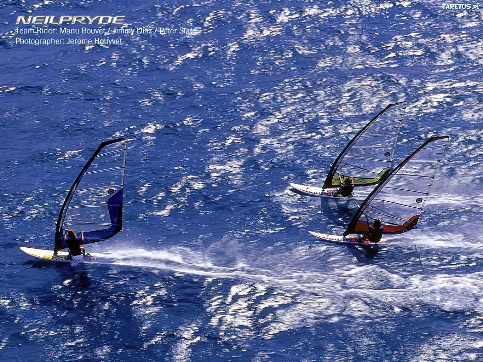 Windsurfing,deska, żagiel , morze,trzy deski