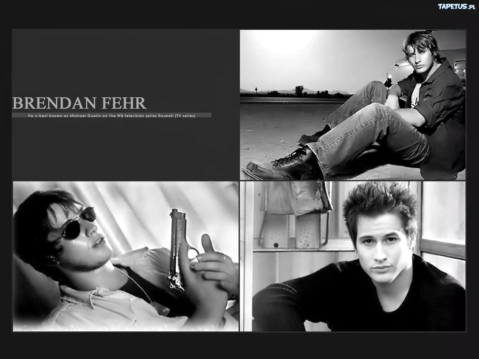 Brendan Fehr,pistolet, okulary