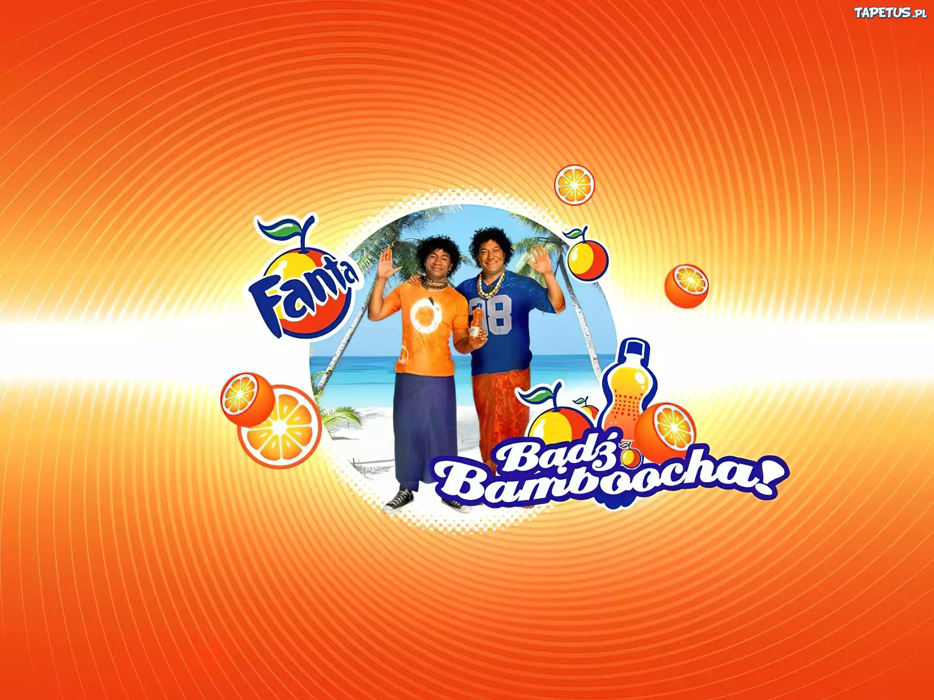 Pomarańczowa, Fanta, Logo, Okienko, Palmy, Morze