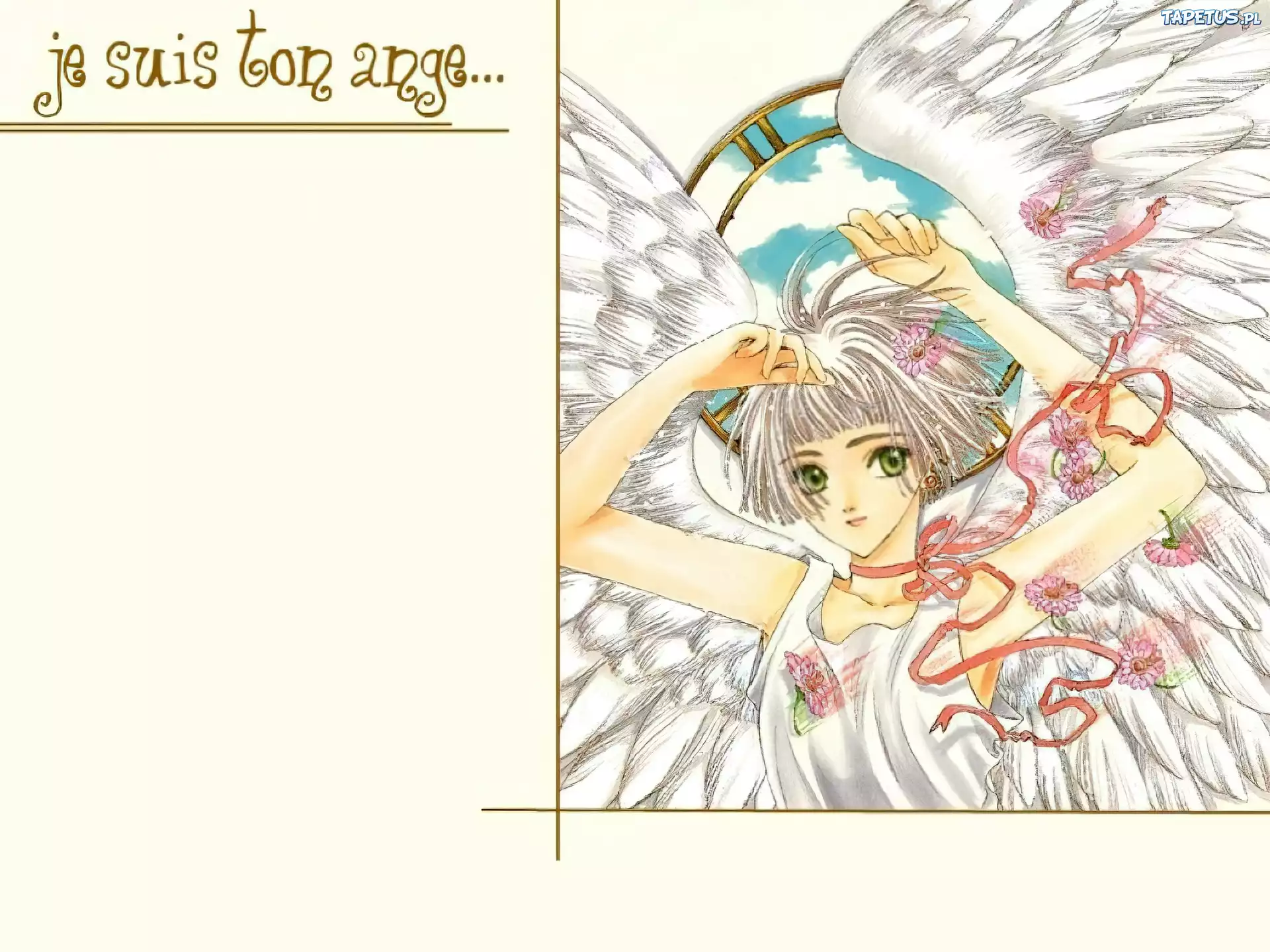 Clover, napisy, kobieta, skrzydła