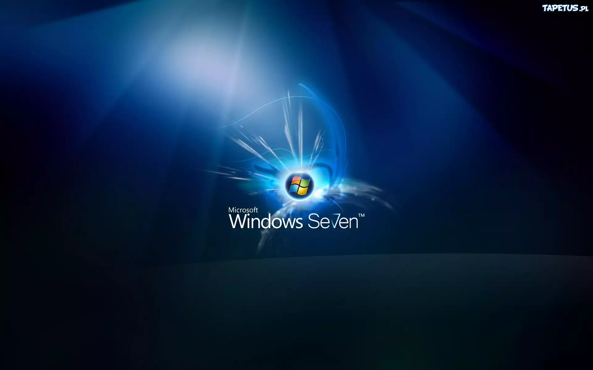 Windows, Seven, Granatowe, Świetliste, Tło