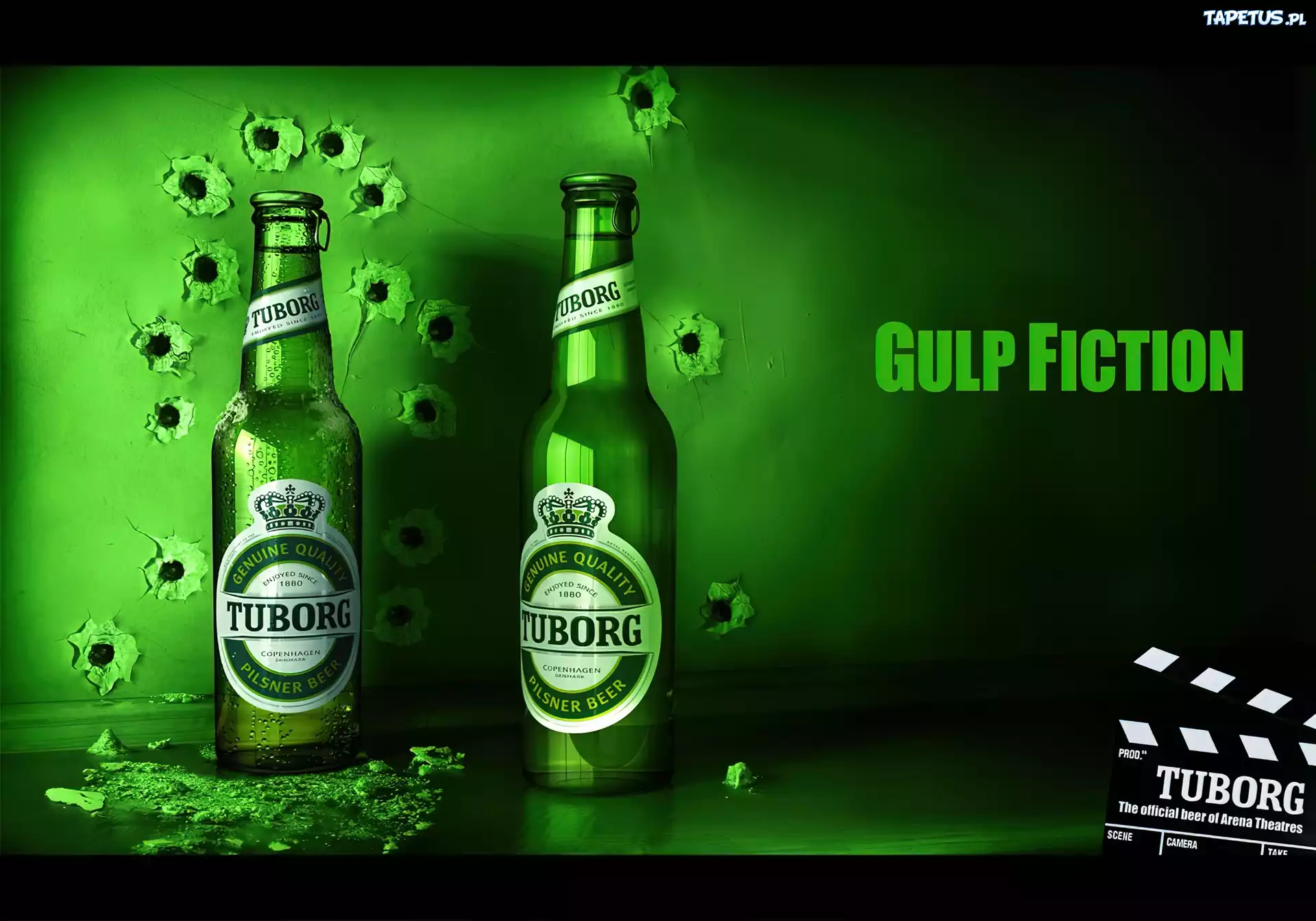 Dwie, Butelki, Piwa, Tuborg, Reklama