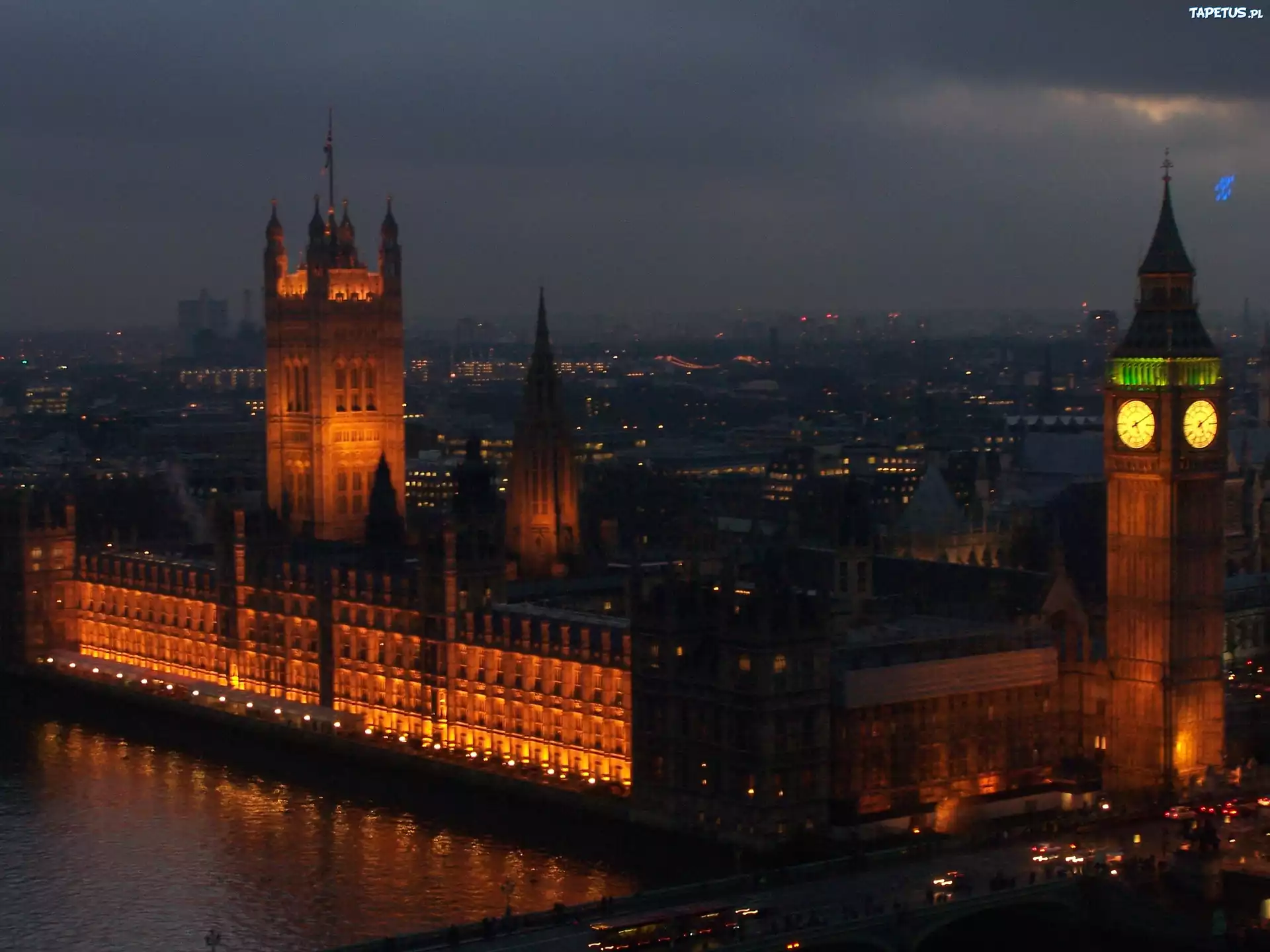 Big Ben, Nocą, Pałac, Westminsterski, Londyn