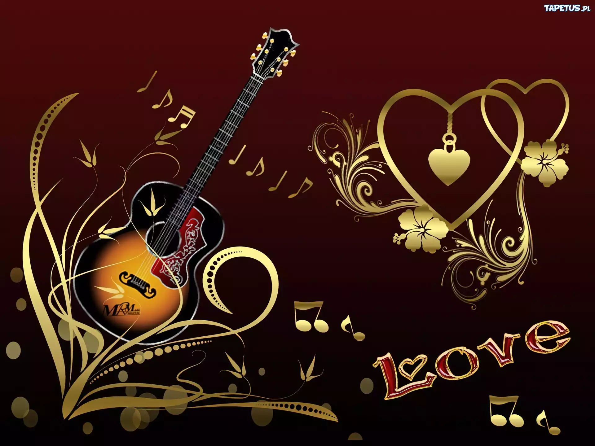 Walentynki, Serduszka, Gitara, Muzyka