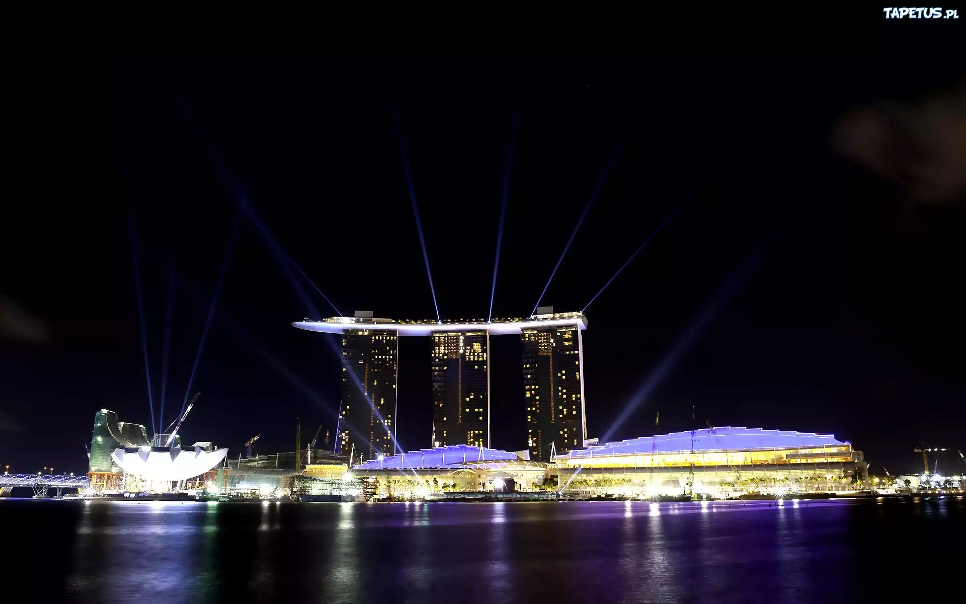 Singapur, Marina Bay Sands, Panorama, Nocą