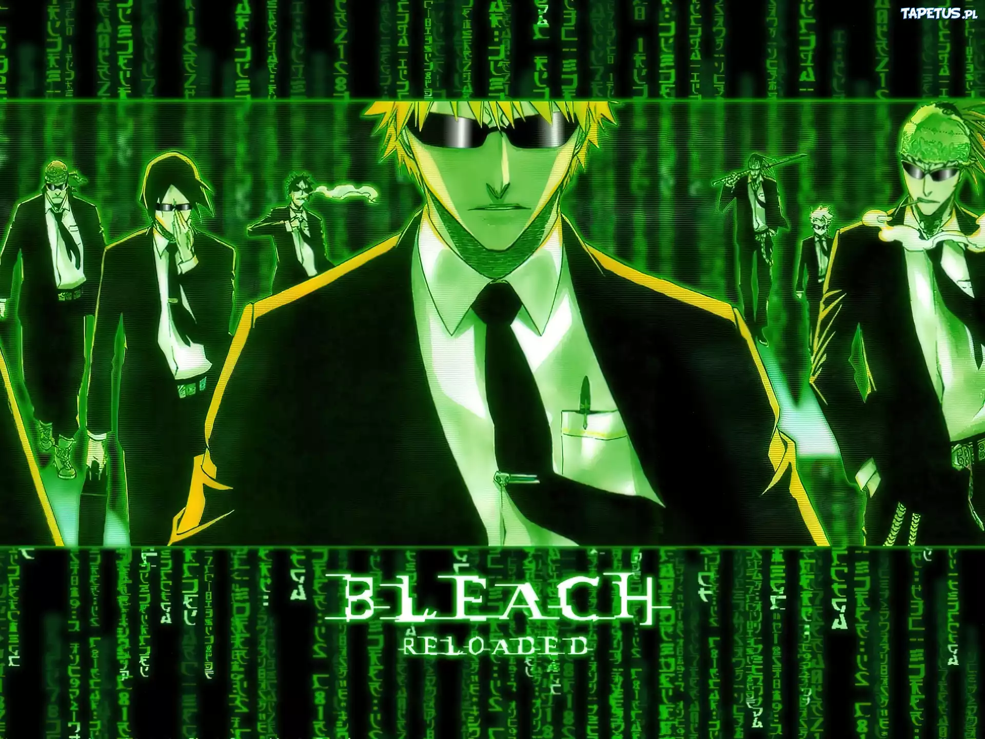 Bleach, matrix, postać, napis, ludzie