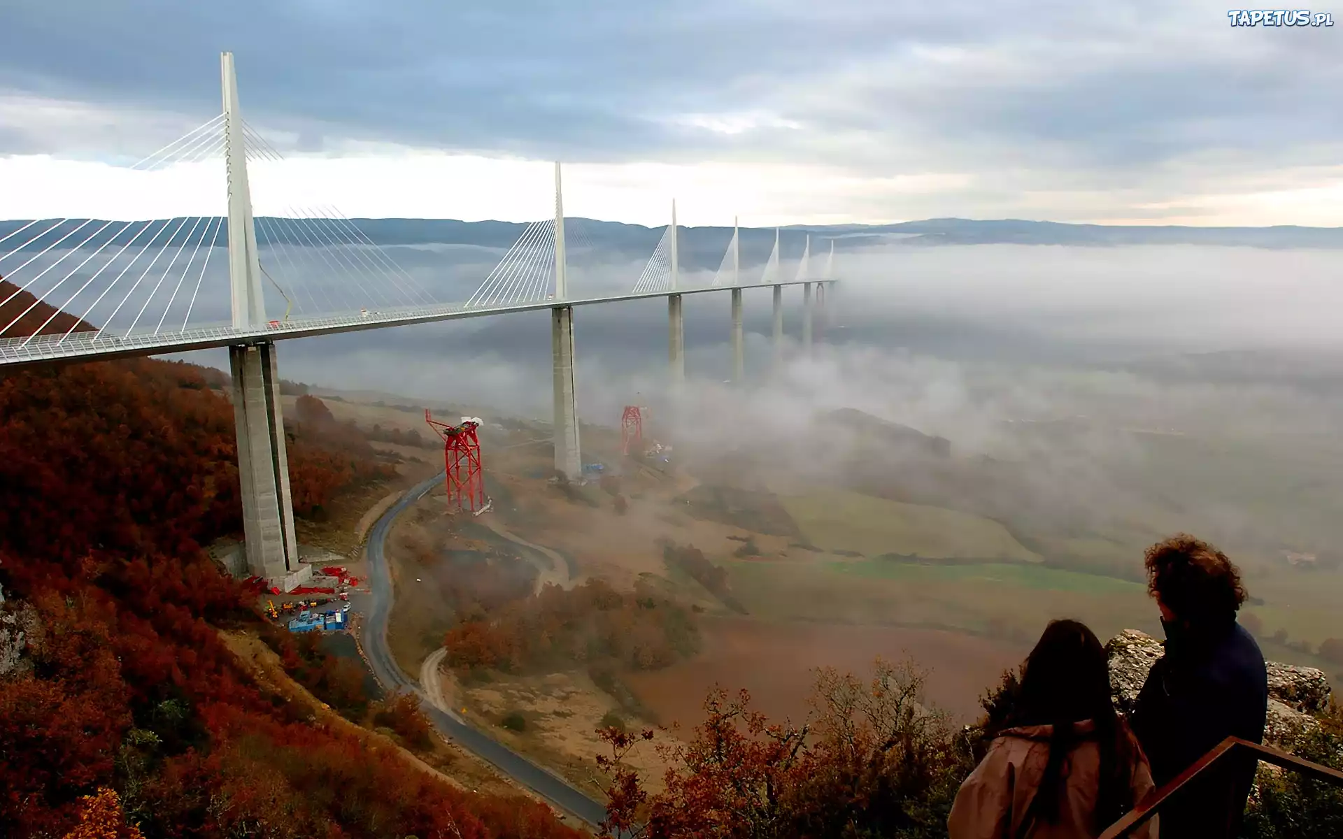 Francja, Wiadukt, Millau, Chmury