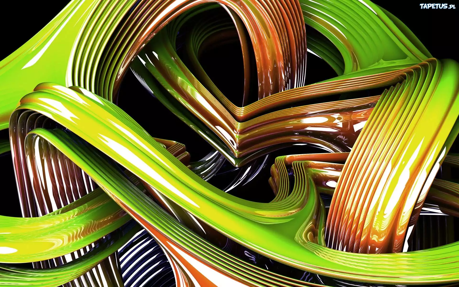 Zielono, Pomarańczowe, Pasy, 3D