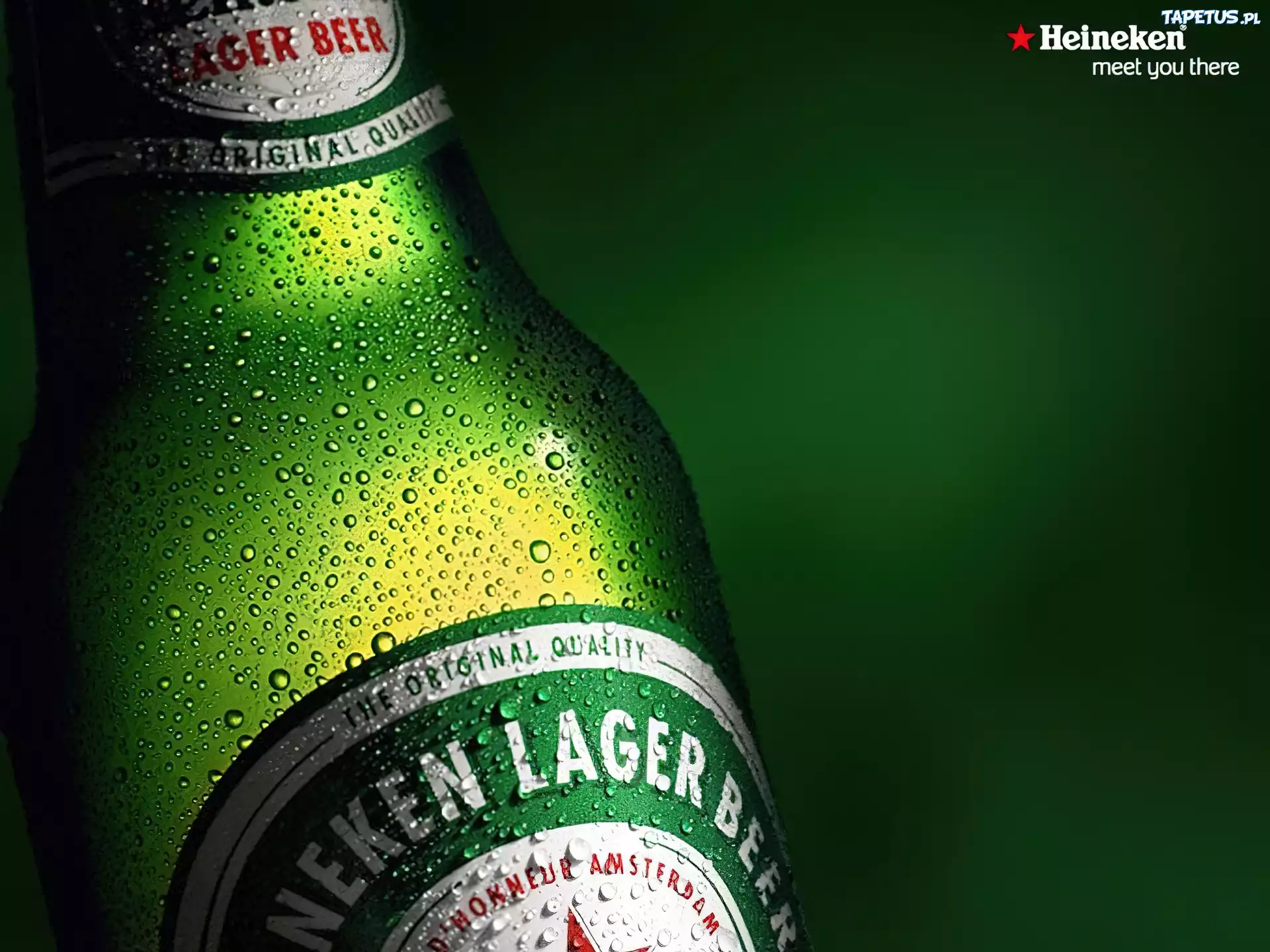 Heineken, Butelka, Krople, Wody