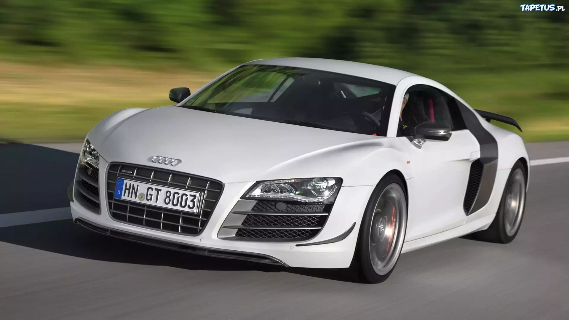 Audi, R8, Biały, Kolor, Drzewa