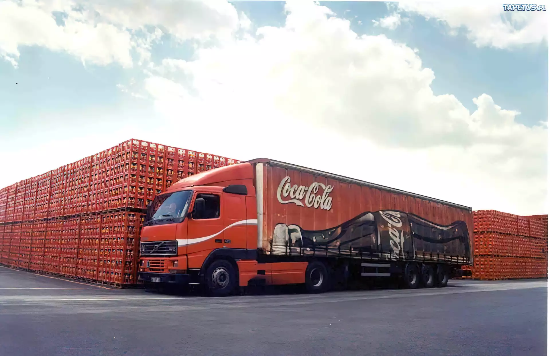 Ciężarówka, Dostawcza, Skrzynki, Coca-Cola