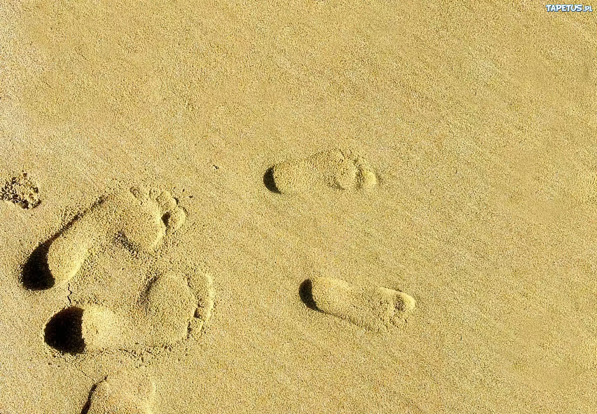 Odciski, Stóp, Plaża, Piasek
