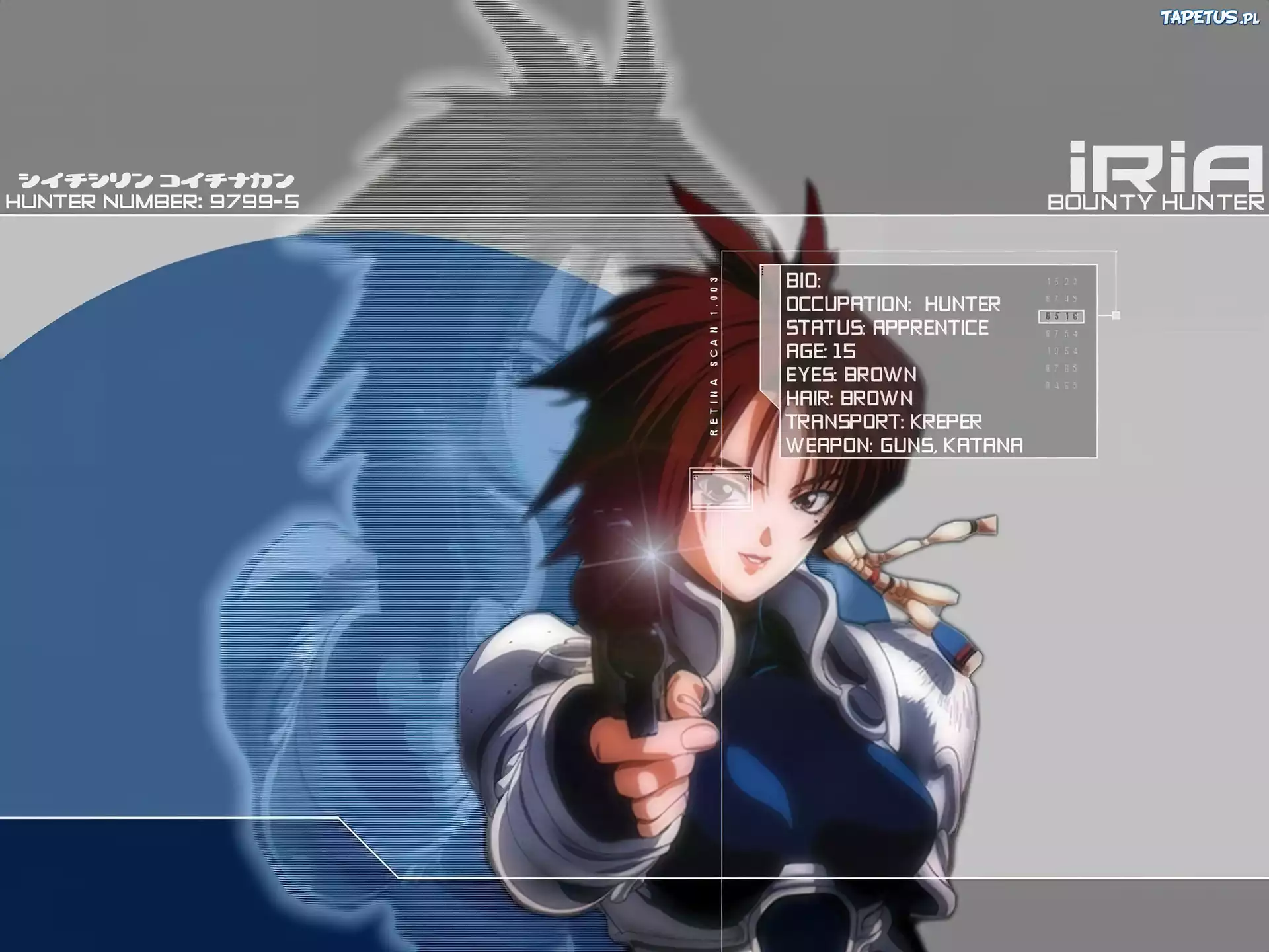 Manga Iria, postać, pistolet