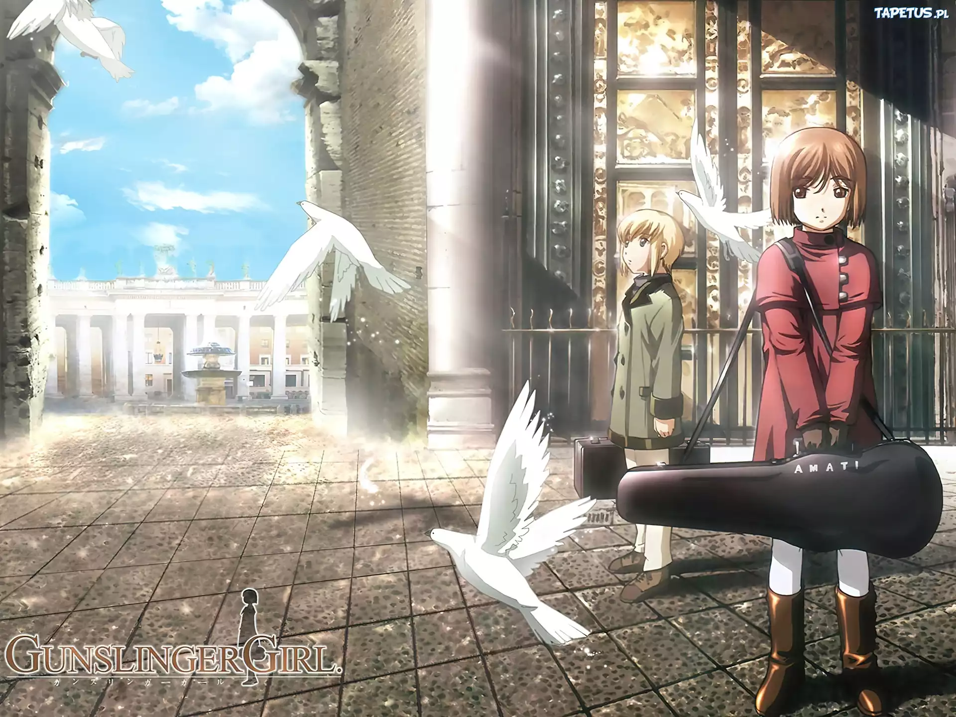 Gunslinger Girl, ptaki, gołąb, futerał, kobiety