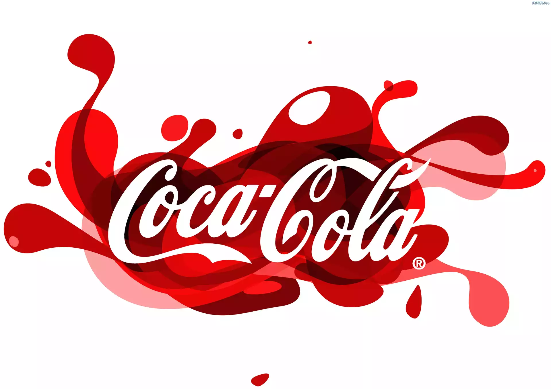 Napis, Coca, Cola, Czerwone, Kleksy