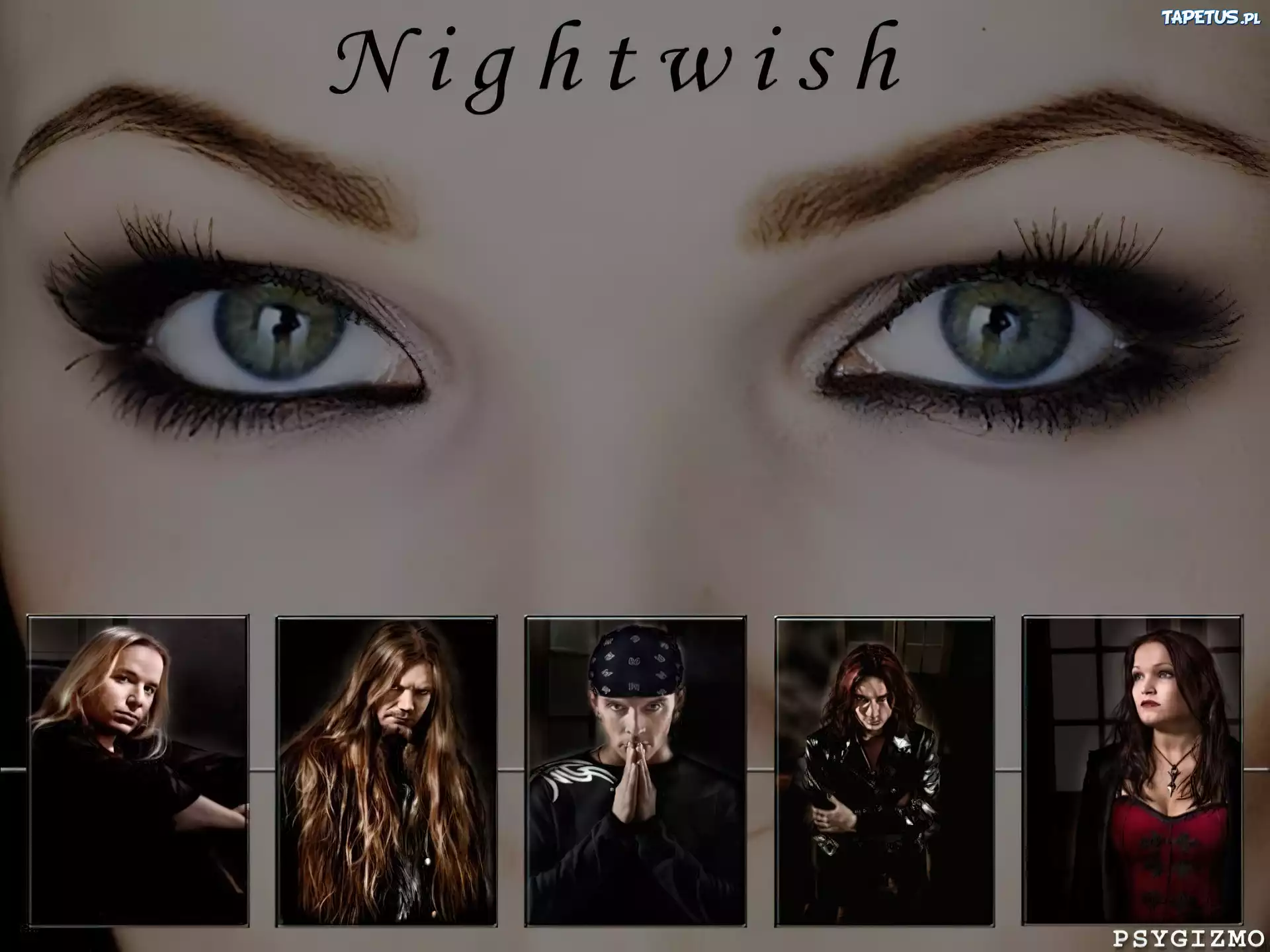 Nightwish,oczy, spojrzenie, zespół , twarze