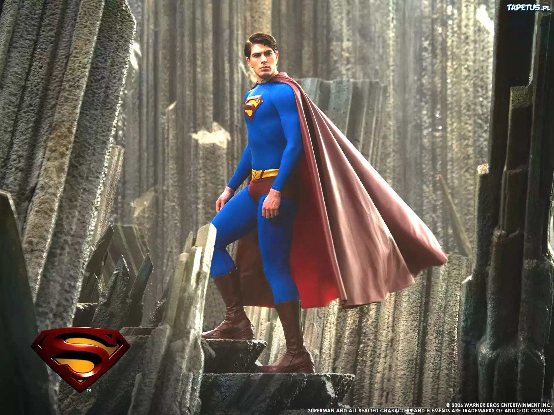 Superman Returns, Brandon Routh, peleryna, beton