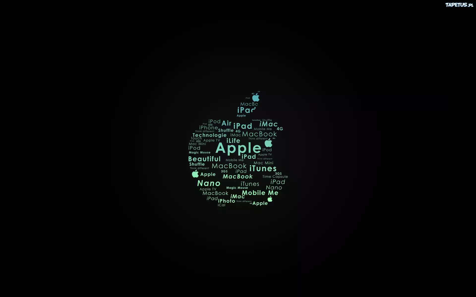Apple, Napisy, Czarne, Tło