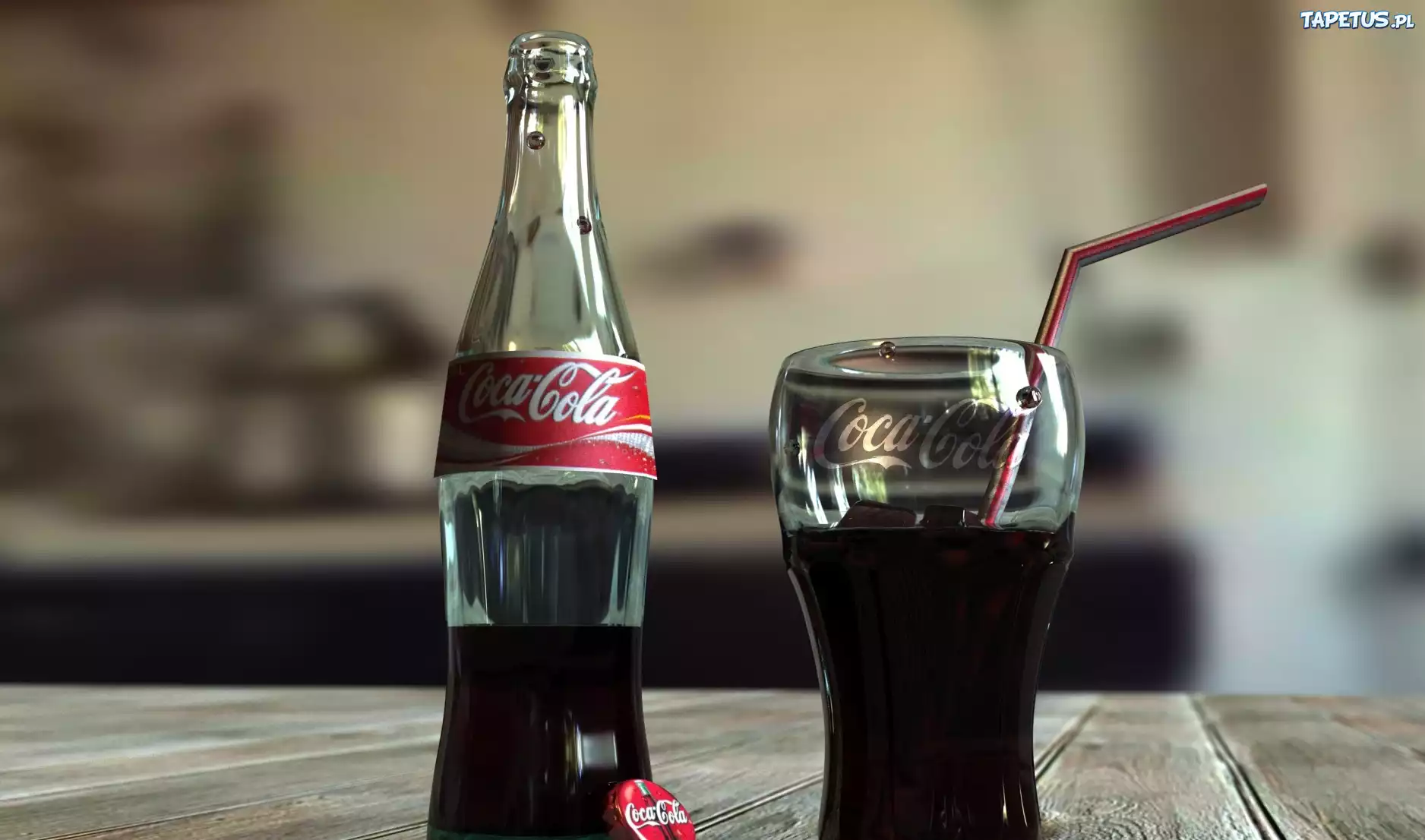 Coca, Cola, Butelka, Szklanka
