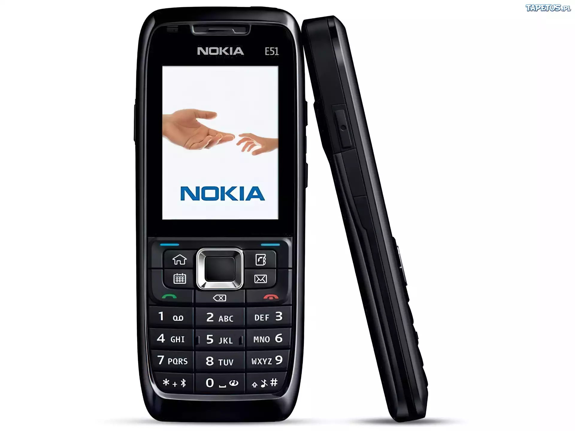 Nokia E51, Czarny, Przód, Profil