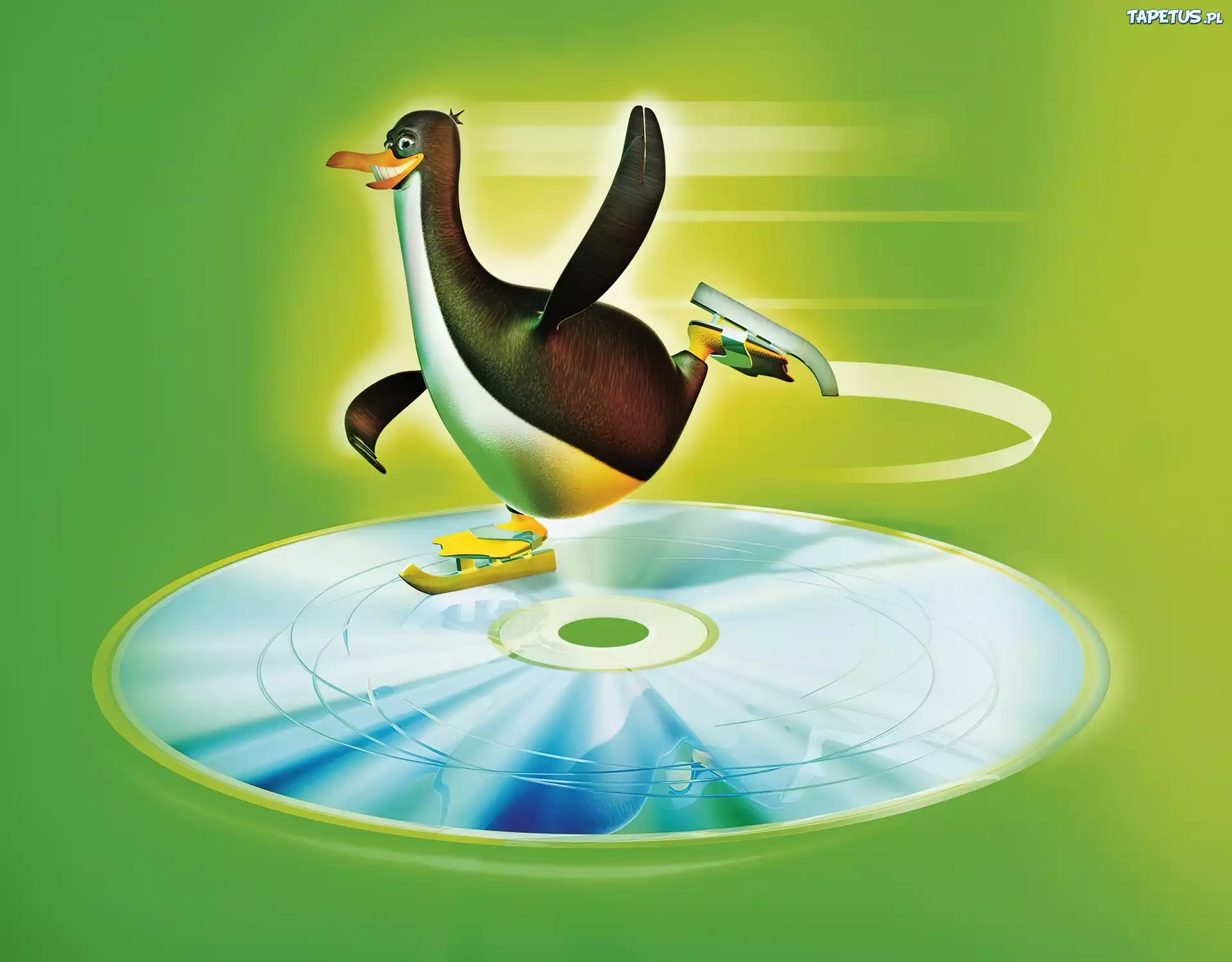 Linux, Pingwin, Łyżwy, Płyta