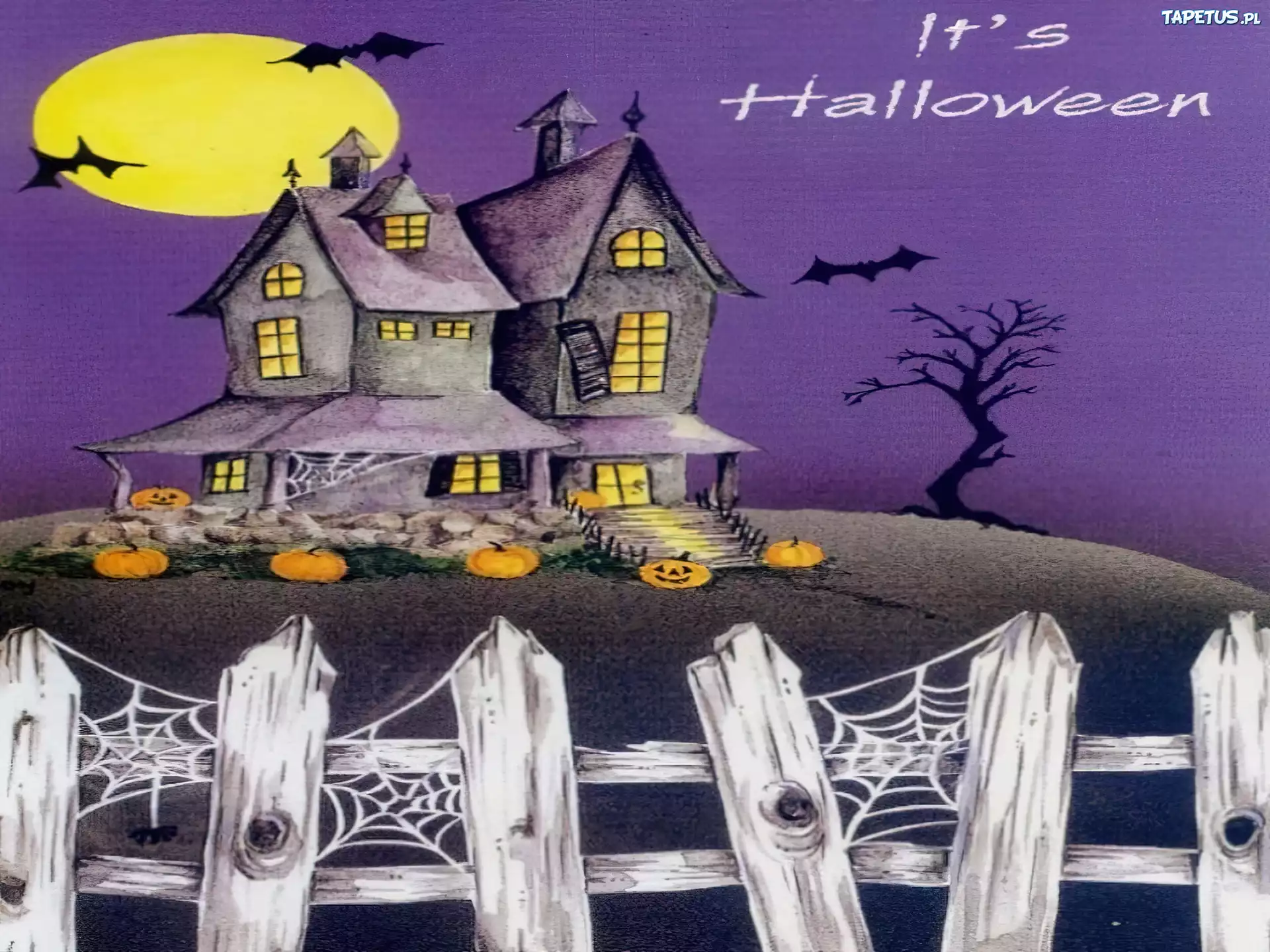 Halloween,płot, straszna chata