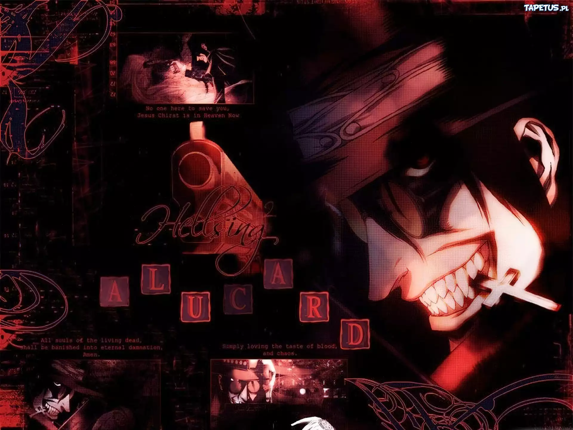 Hellsing, okulary, osoba, kapelusz, pistolet