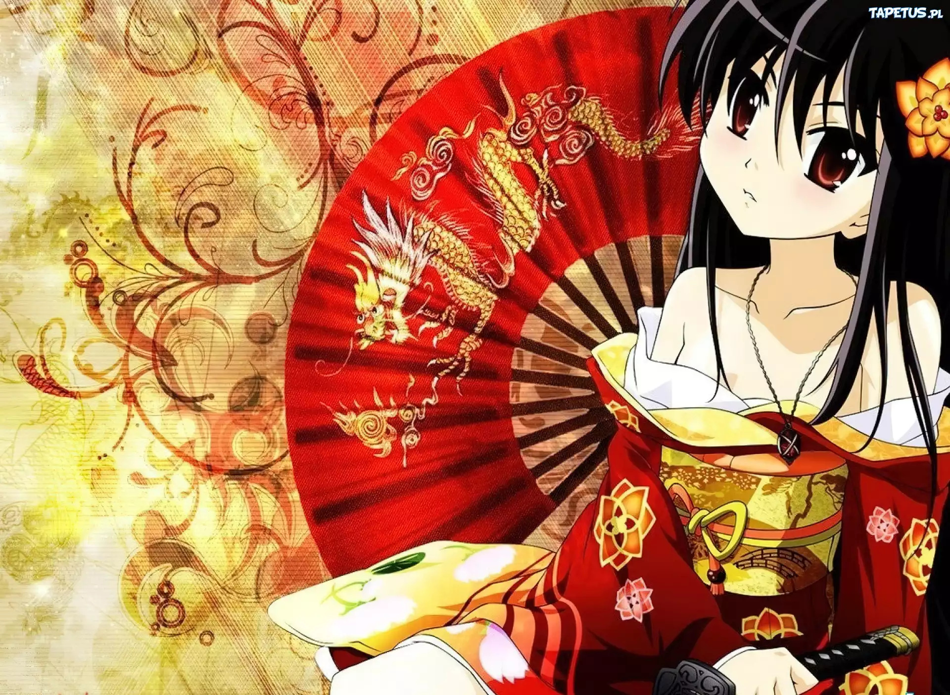 Dziewczyna, Wachlarz, Kimono