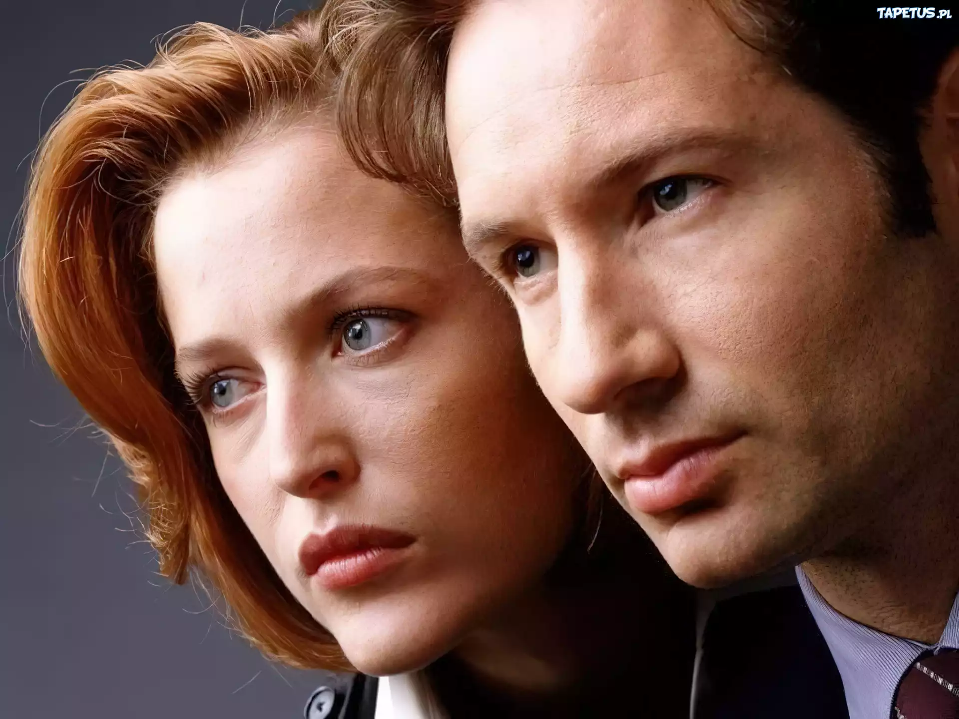 David Duchovny,rude włosy, szare oczy