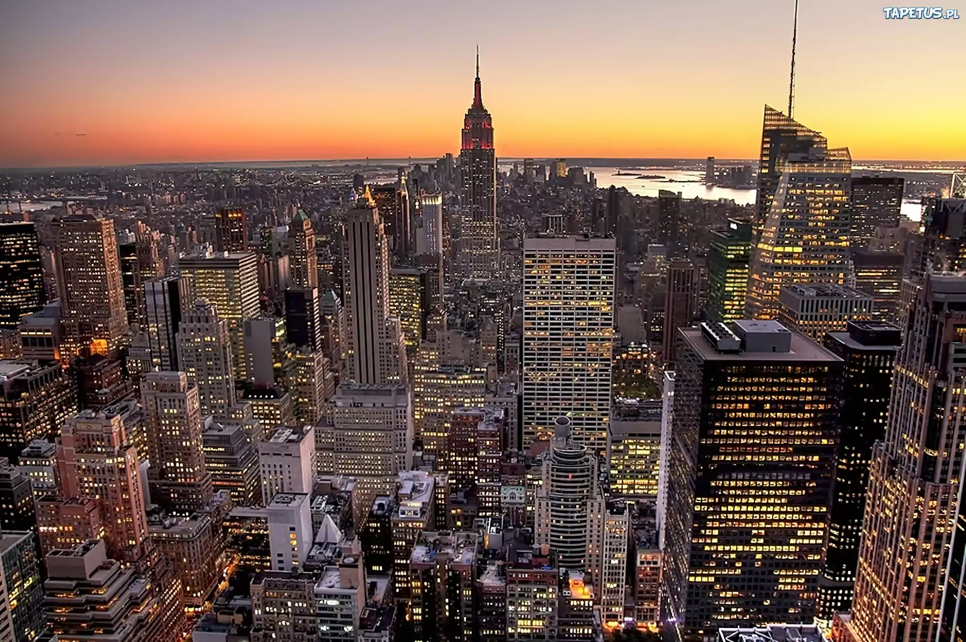 Manhattan, Wieczór, Nowy Jork, USA
