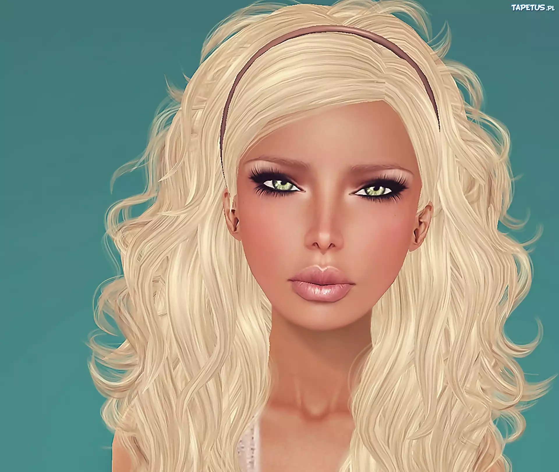 Blondynka, Długie, Włosy, Grafika 2D