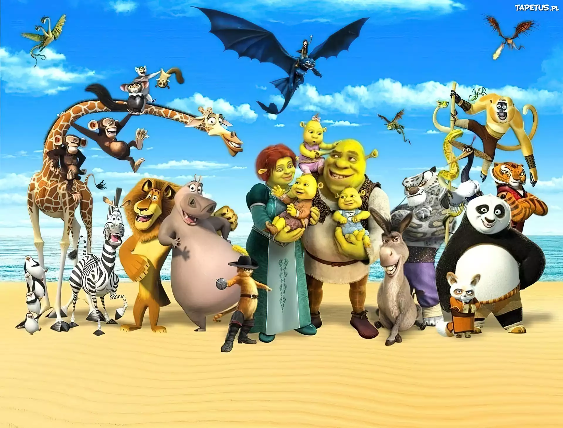 Bajkowe, Postacie, Shrek, Kung Fu-Panda, Magadaskar