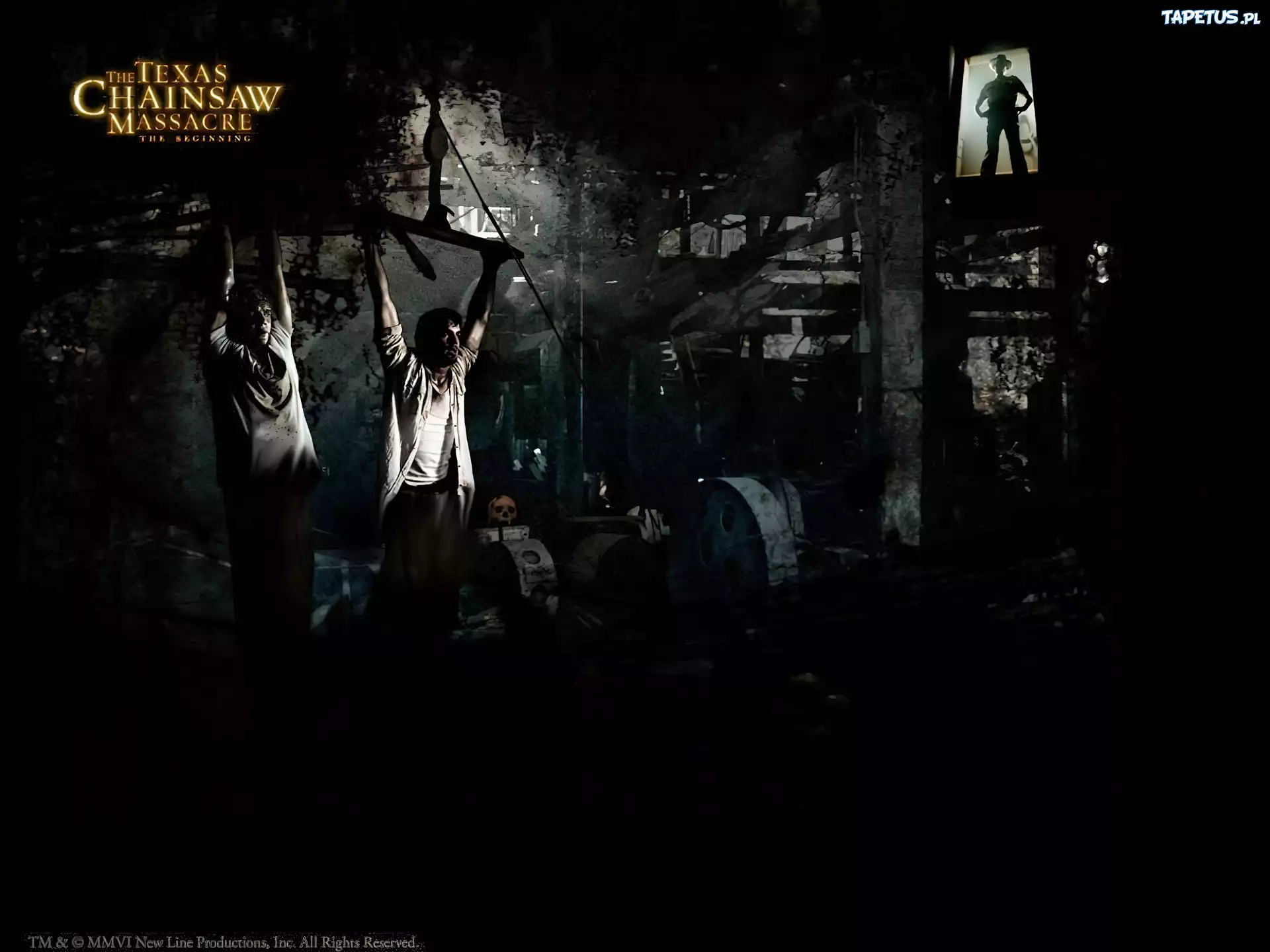 Texas Chainsaw Massacre The Beginning, ludzie, horror, wiszą
