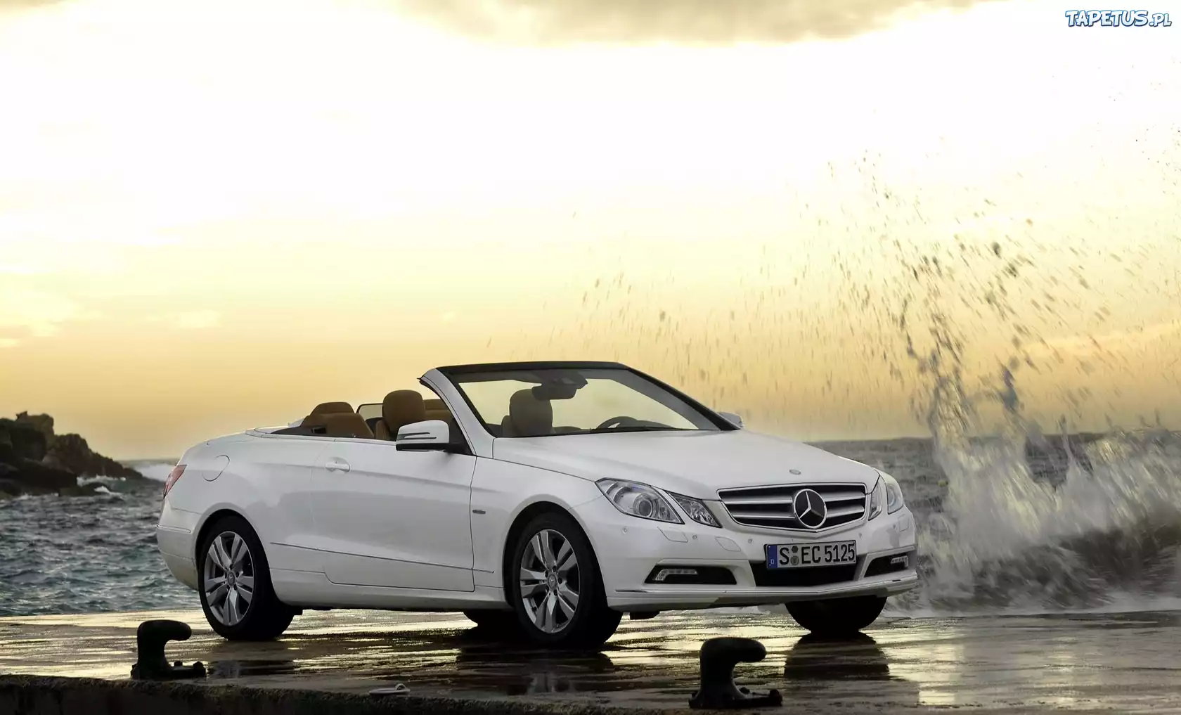 Biały, Mercedes E-Klasa, Kabrio