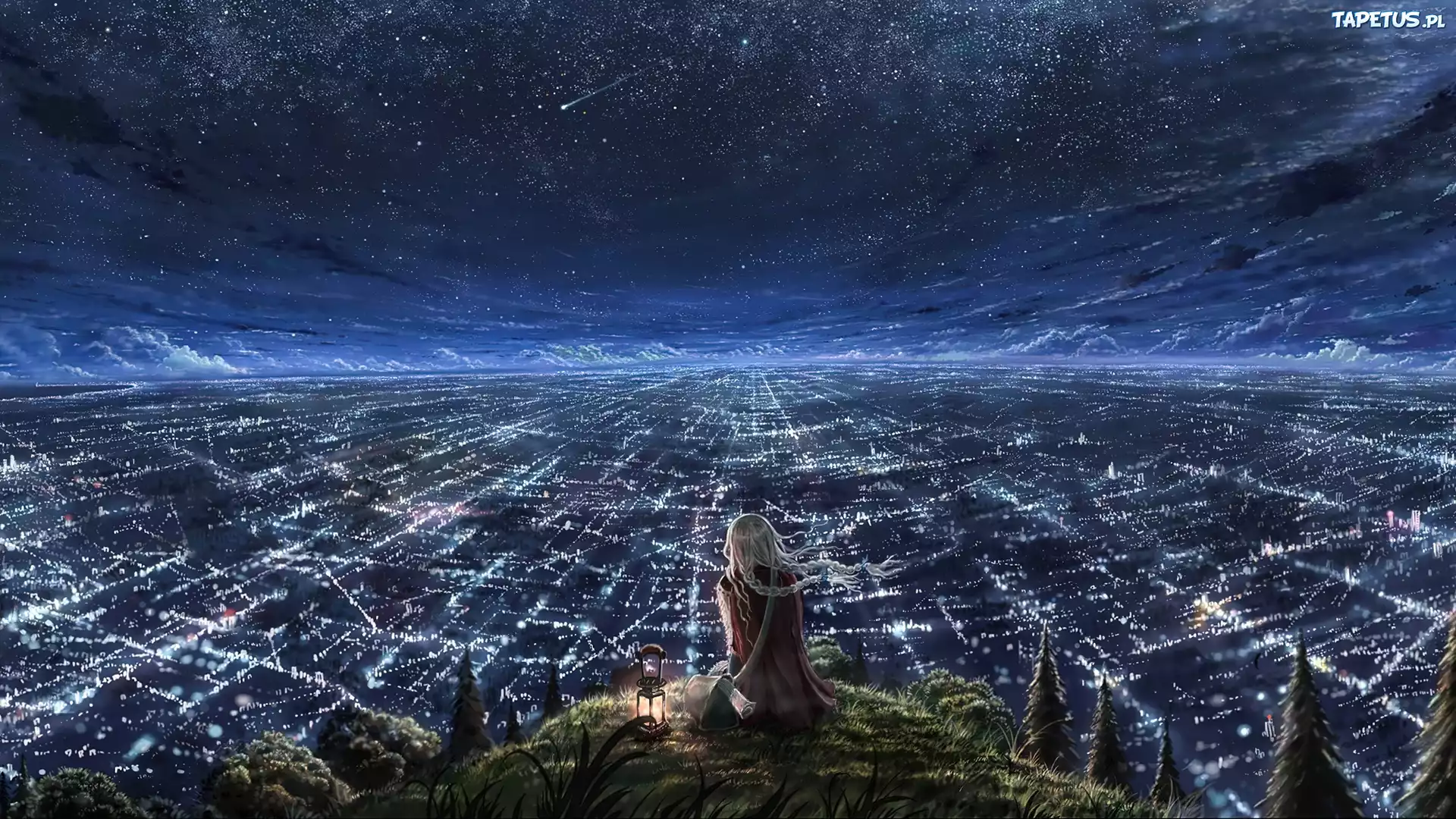 Dziewczyna, Skarpa, Miasto, Nocą