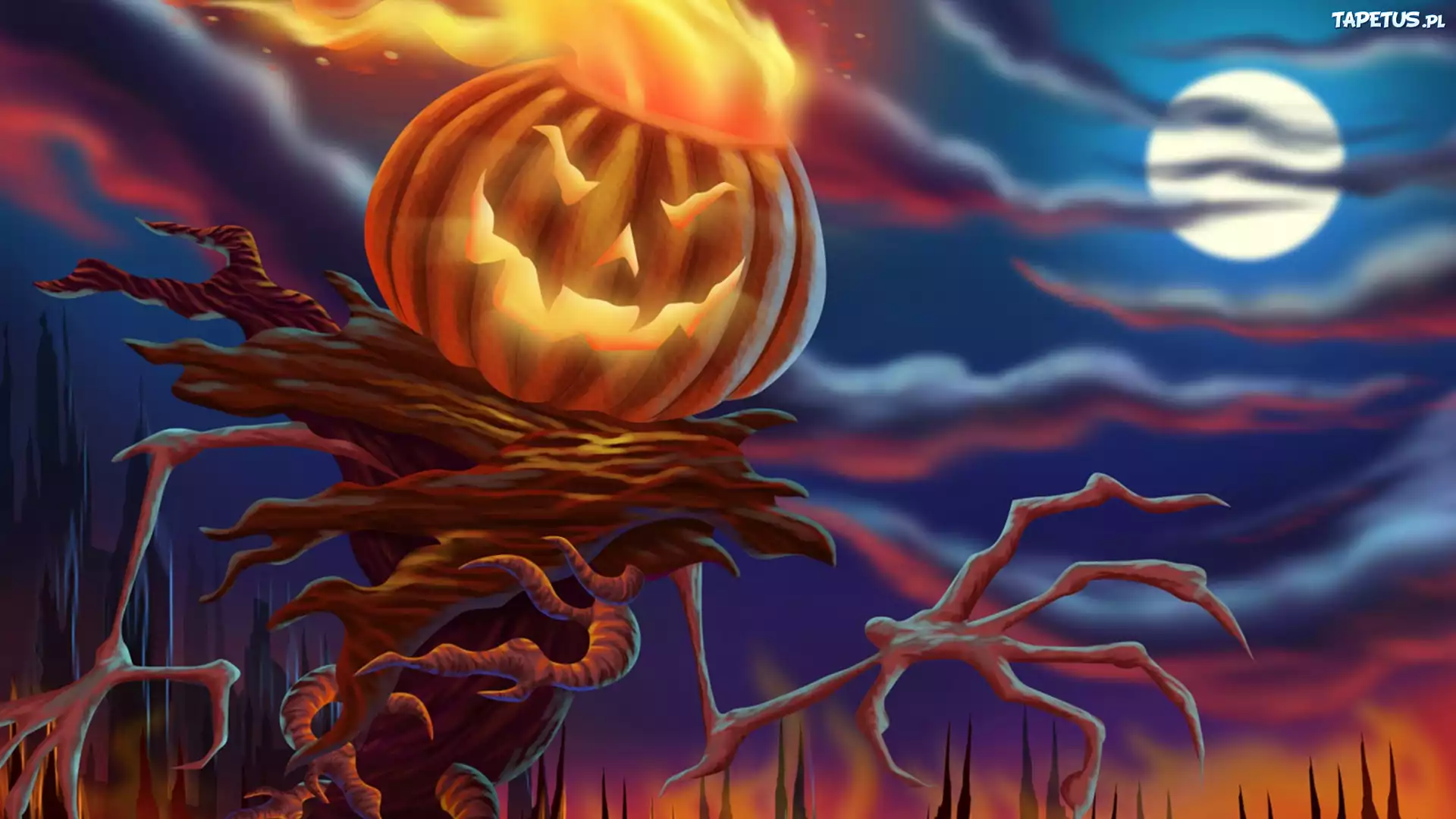 Dynia, Chmury, Księżyc, Hallowen