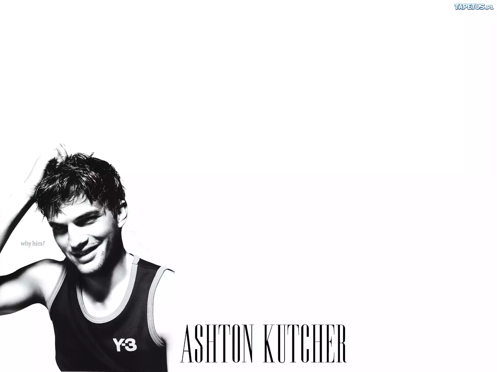 Ashton Kutcher, koszulka, napis